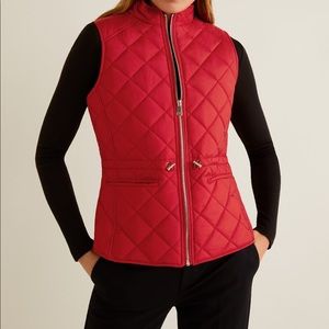 NWT Mango Red Puffer Vest Sz M